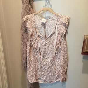 Lily Rose Floral Ruffle Blouse in Cream and Pink